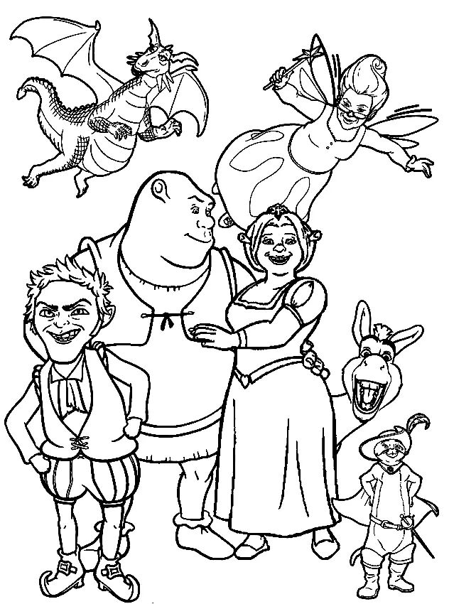Çocuklar İçin Shrek Boyama Sayfaları 