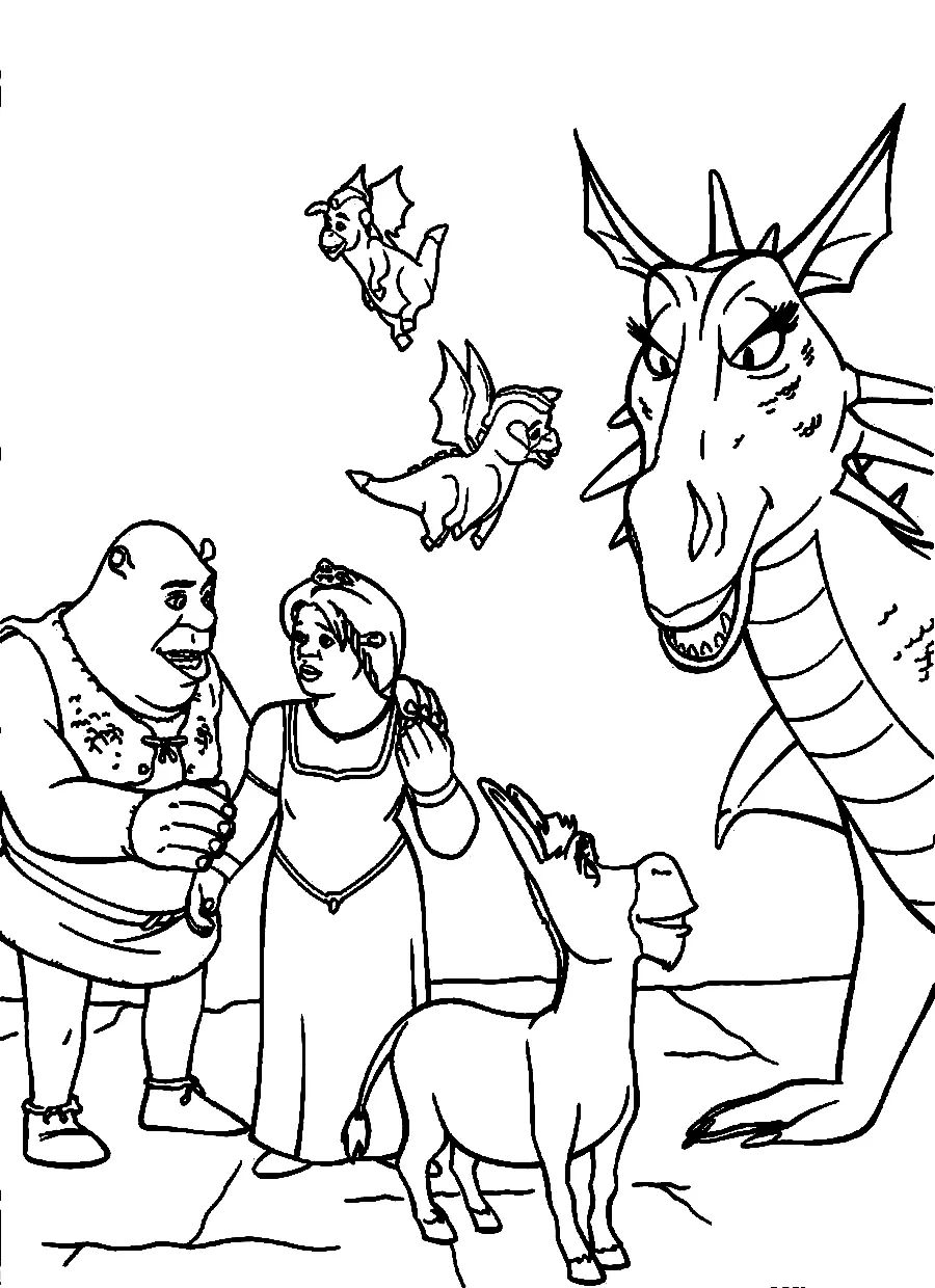 Çocuklar İçin Shrek Boyama Sayfaları 