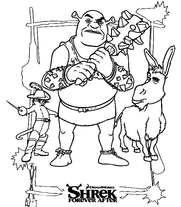 Çocuklar İçin Shrek Boyama Sayfaları 
