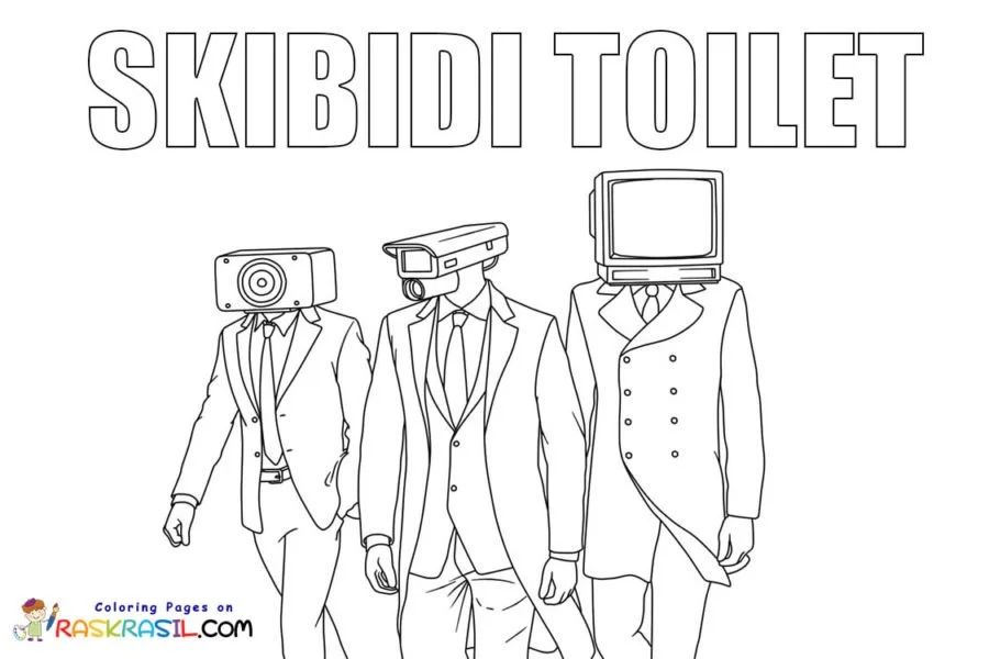 Çocuklar İçin Skibidi Toilet Boyama Sayfaları 