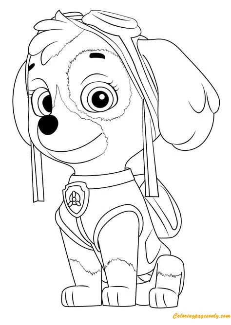 Çocuklar İçin Skye-Paw Patrol Boyama Sayfaları 