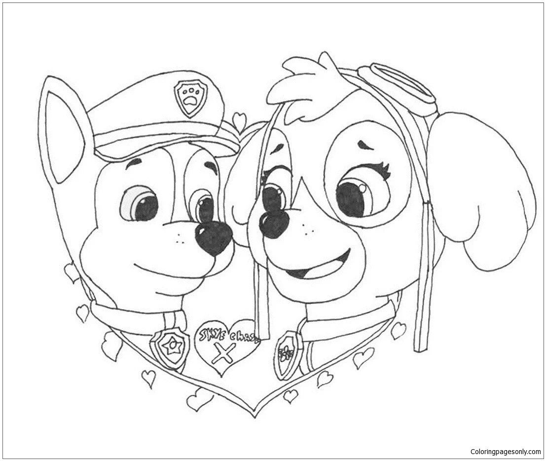Çocuklar İçin Skye-Paw Patrol Boyama Sayfaları 