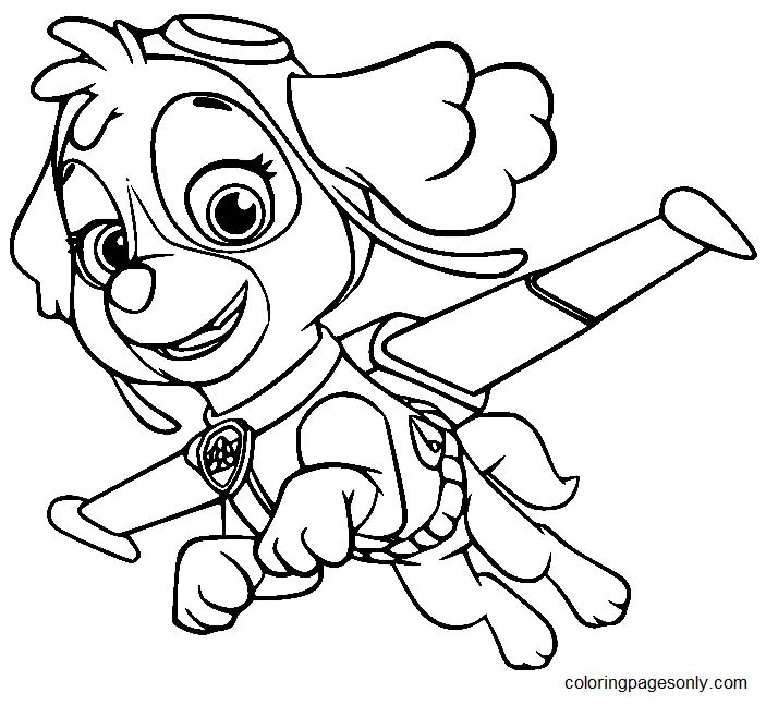 Çocuklar İçin Skye-Paw Patrol Boyama Sayfaları 