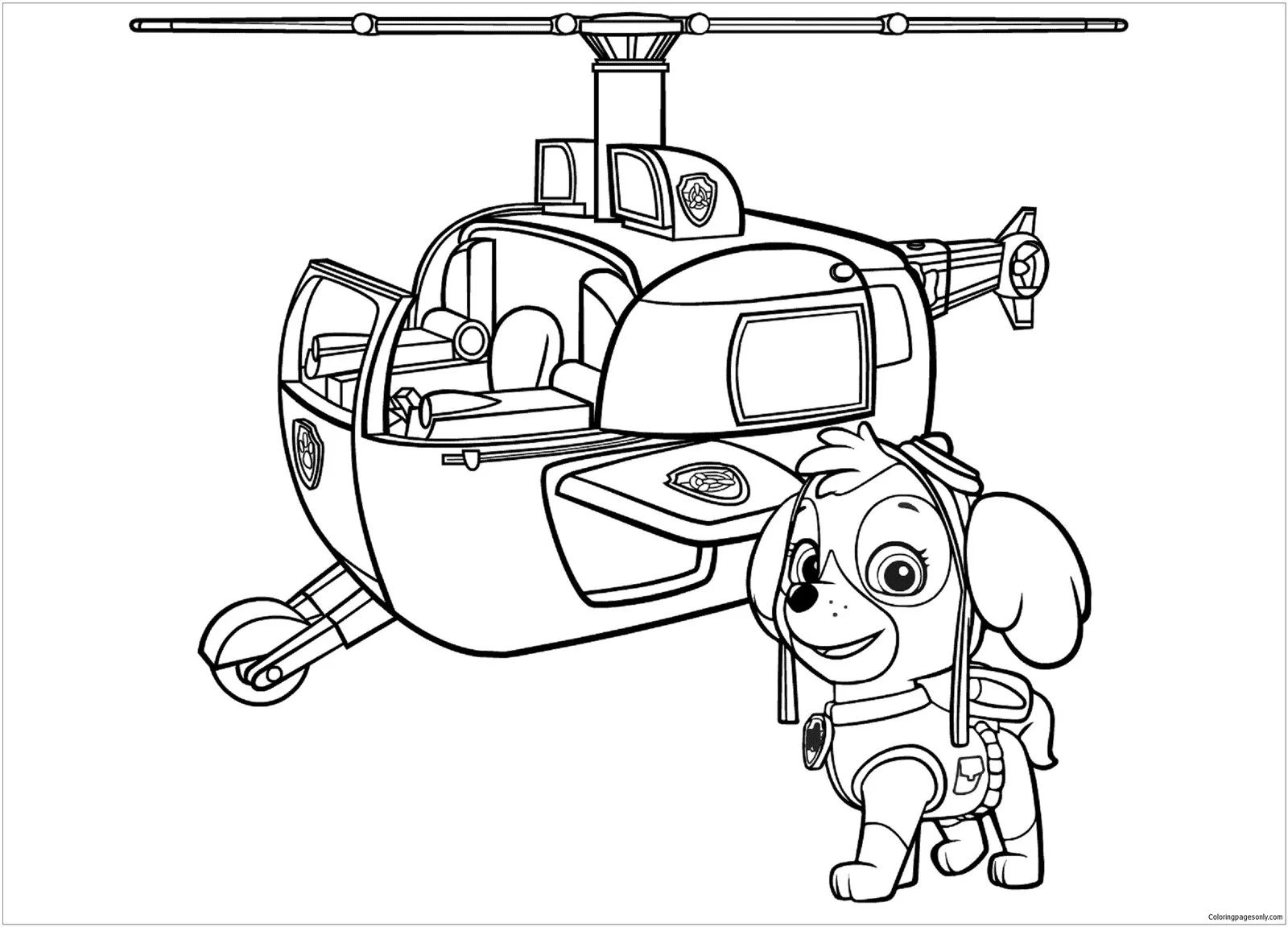 Çocuklar İçin Skye-Paw Patrol Boyama Sayfaları 