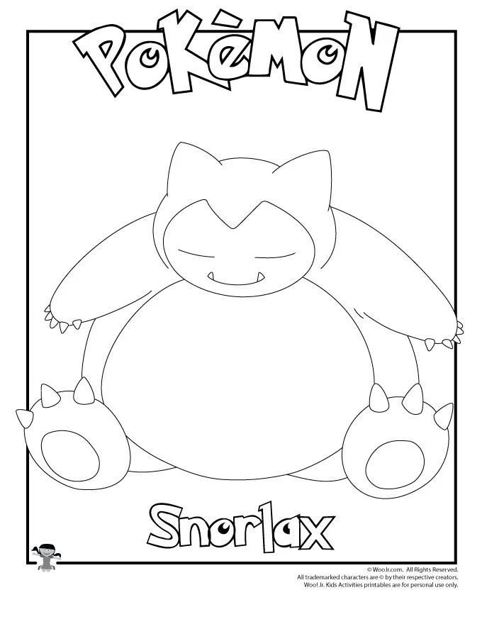 Çocuklar İçin Snorlax Boyama Sayfaları 