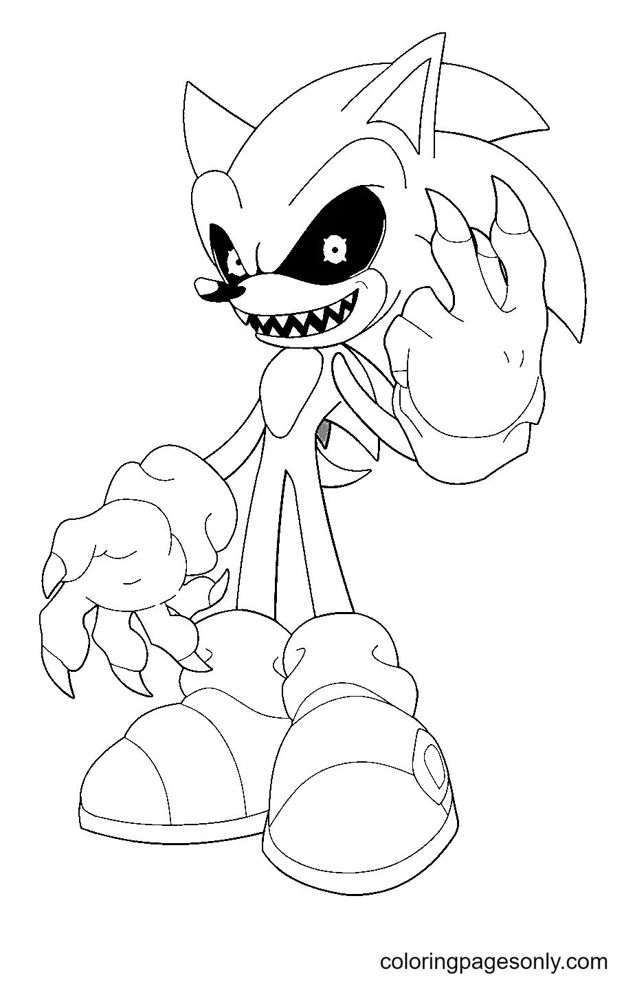 Çocuklar İçin Sonic Exe Boyama Sayfaları 