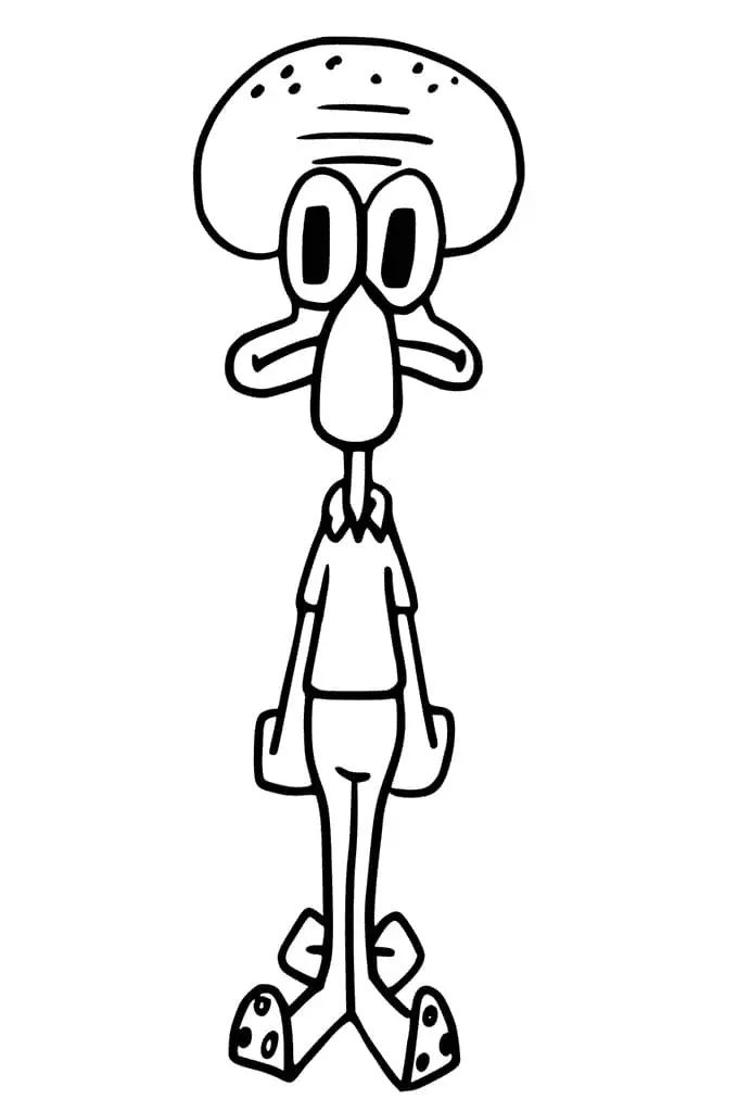 Çocuklar İçin Squidward Boyama Sayfaları 
