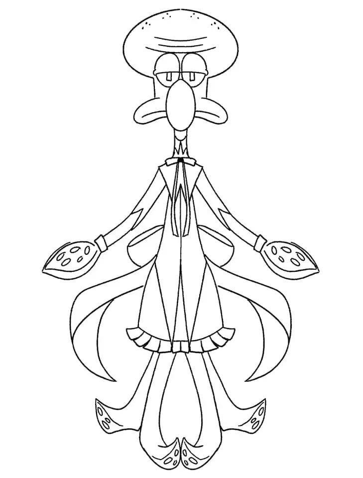 Çocuklar İçin Squidward Boyama Sayfaları 