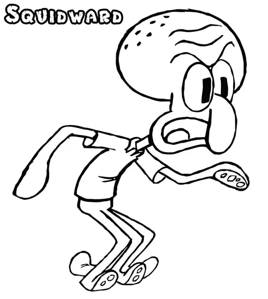 Çocuklar İçin Squidward Boyama Sayfaları 