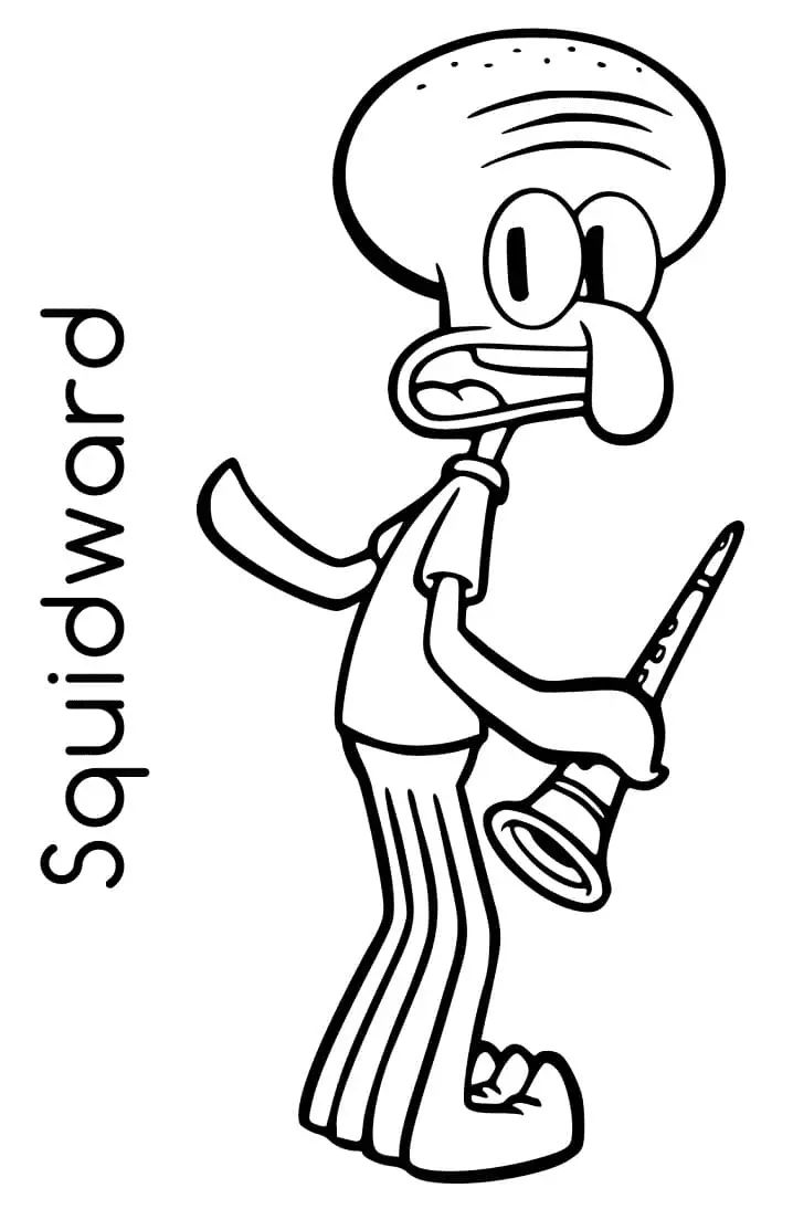 Çocuklar İçin Squidward Boyama Sayfaları 