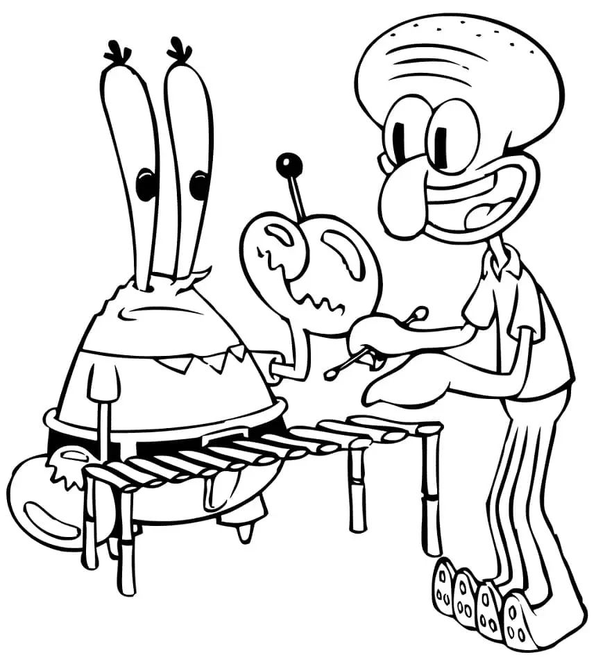 Çocuklar İçin Squidward Boyama Sayfaları 