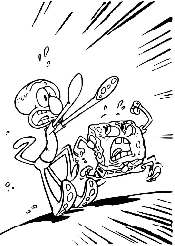 Çocuklar İçin Squidward Boyama Sayfaları 