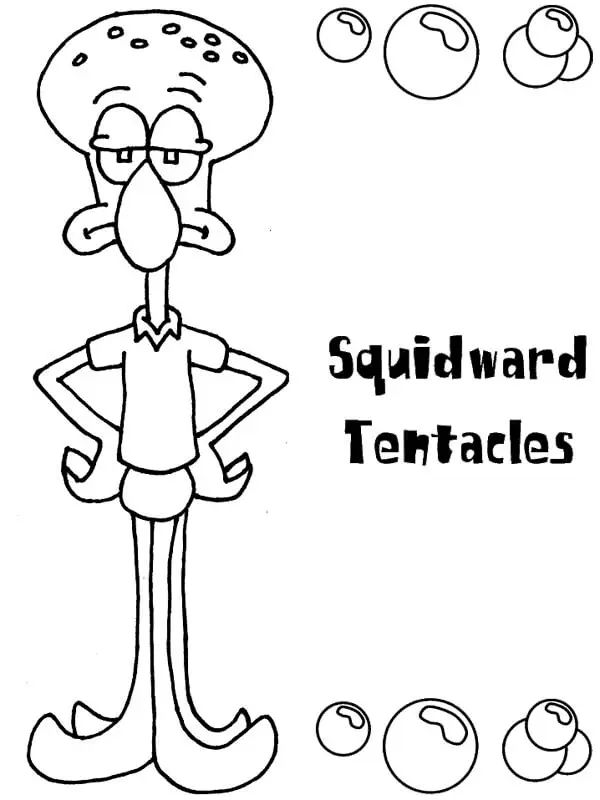 Çocuklar İçin Squidward Boyama Sayfaları 