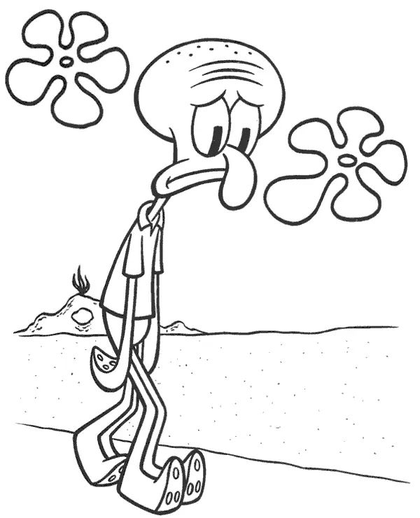 Çocuklar İçin Squidward Boyama Sayfaları 