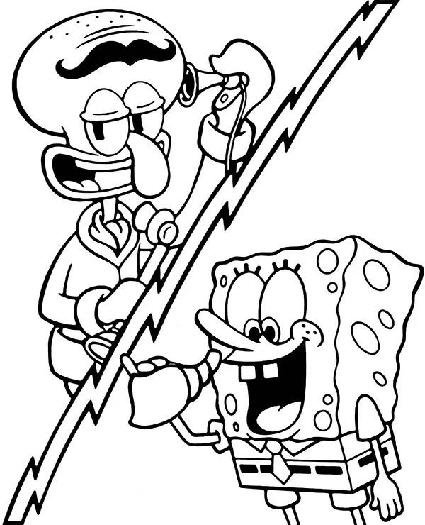 Çocuklar İçin Squidward Boyama Sayfaları 