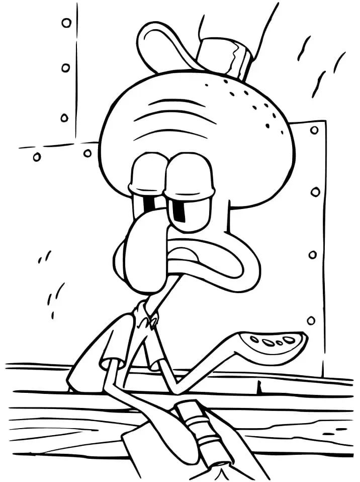 Çocuklar İçin Squidward Boyama Sayfaları 