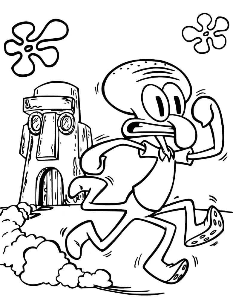 Çocuklar İçin Squidward Boyama Sayfaları 