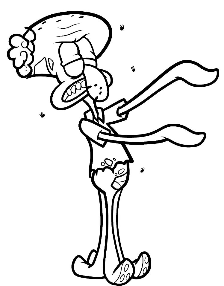 Çocuklar İçin Squidward Boyama Sayfaları 