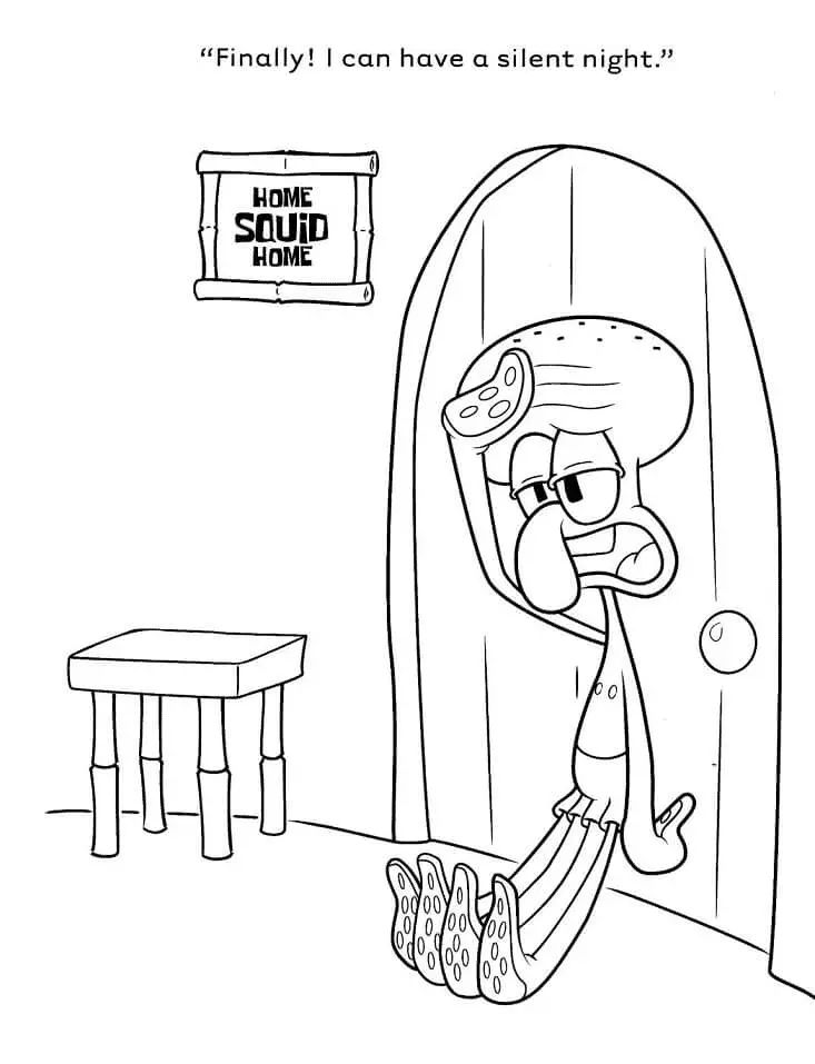 Çocuklar İçin Squidward Boyama Sayfaları 