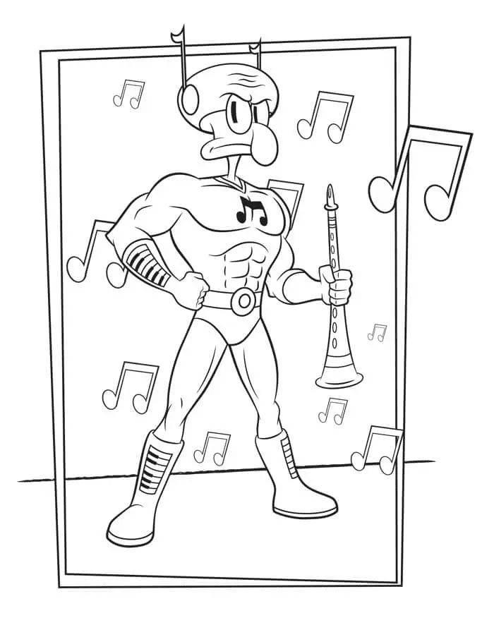 Çocuklar İçin Squidward Boyama Sayfaları 