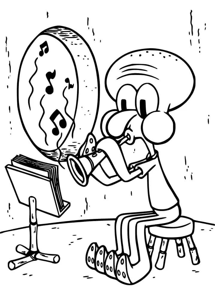 Çocuklar İçin Squidward Boyama Sayfaları 