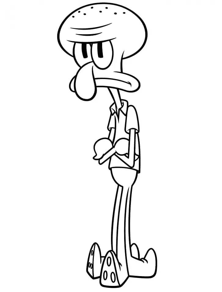 Çocuklar İçin Squidward Boyama Sayfaları 