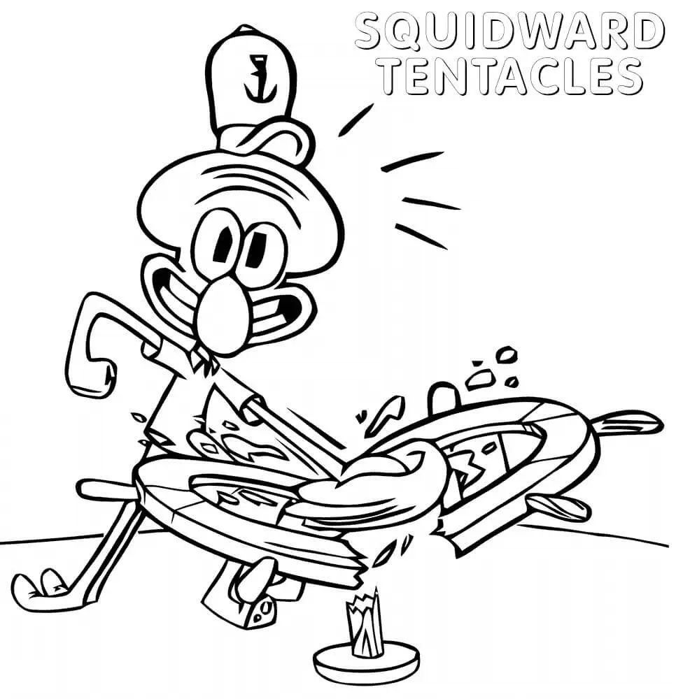 Çocuklar İçin Squidward Boyama Sayfaları 
