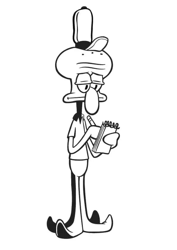 Çocuklar İçin Squidward Boyama Sayfaları 