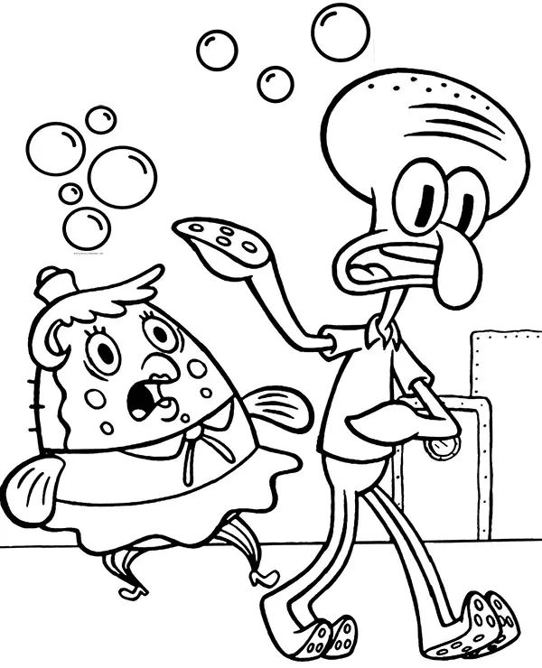 Çocuklar İçin Squidward Boyama Sayfaları 