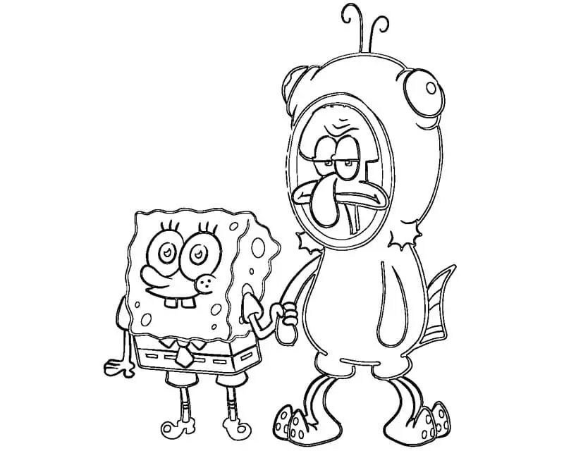 Çocuklar İçin Squidward Boyama Sayfaları 