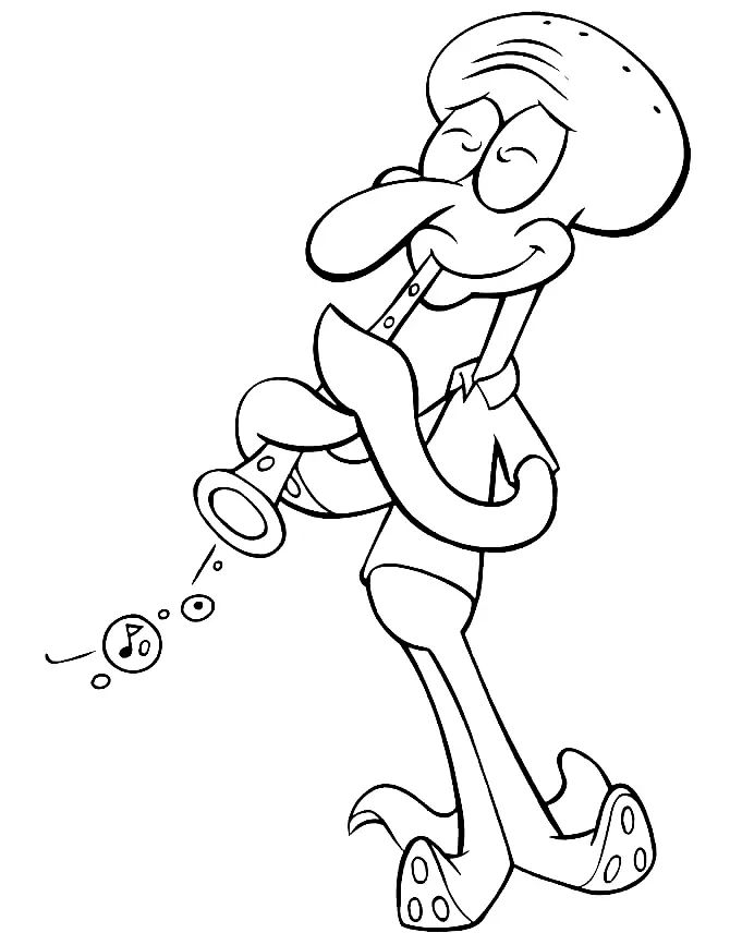 Çocuklar İçin Squidward Boyama Sayfaları 