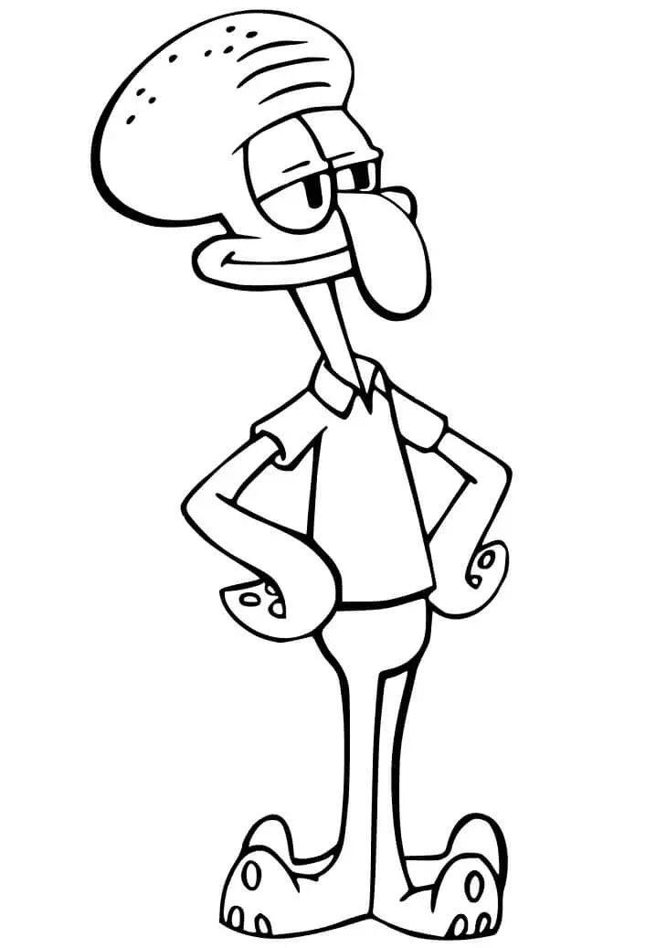 Çocuklar İçin Squidward Boyama Sayfaları 