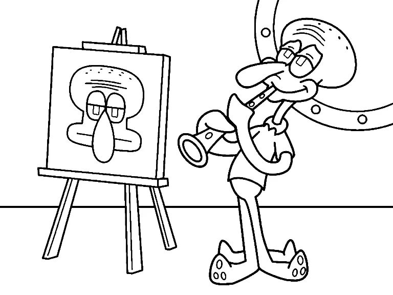 Çocuklar İçin Squidward Boyama Sayfaları 