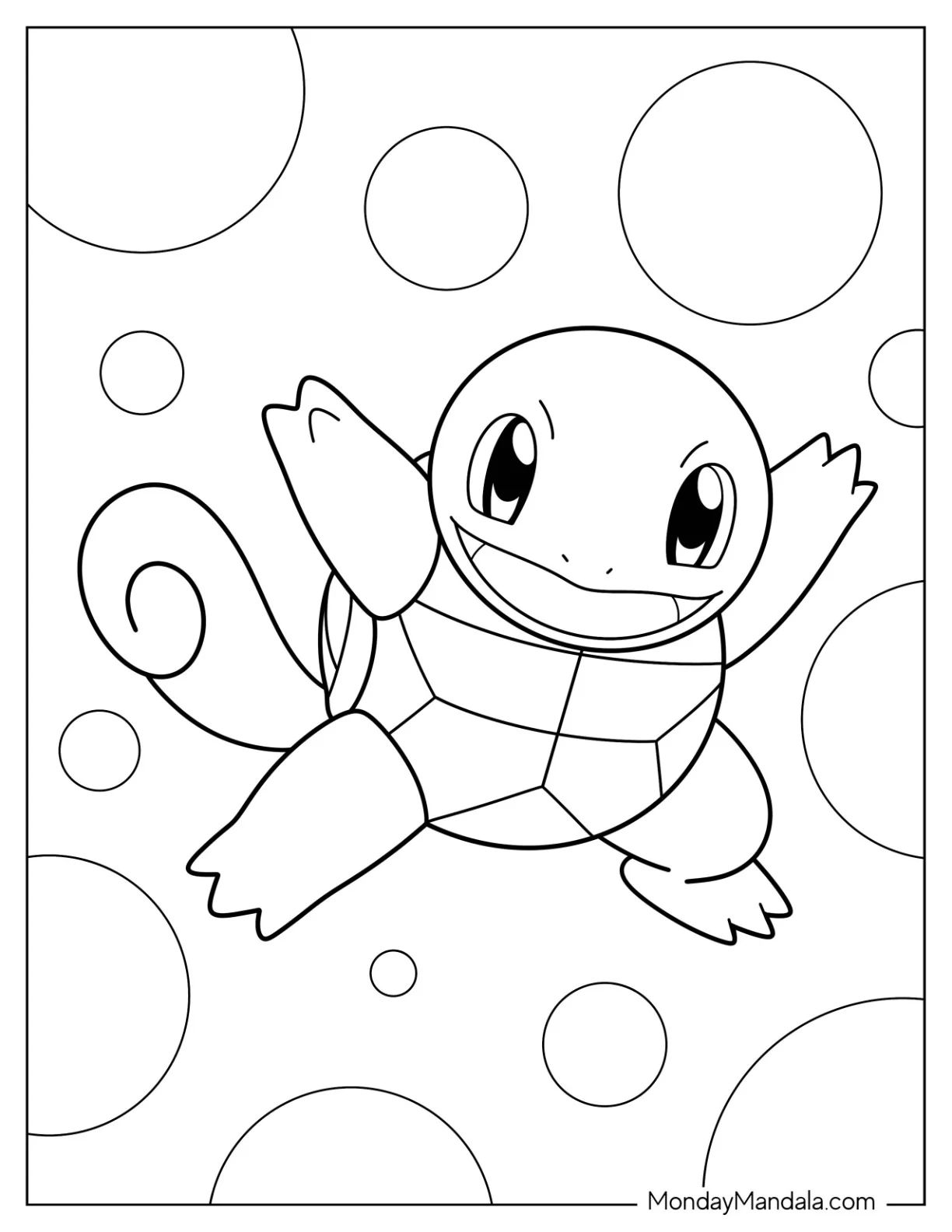 Çocuklar İçin Squirtle Boyama Sayfaları 