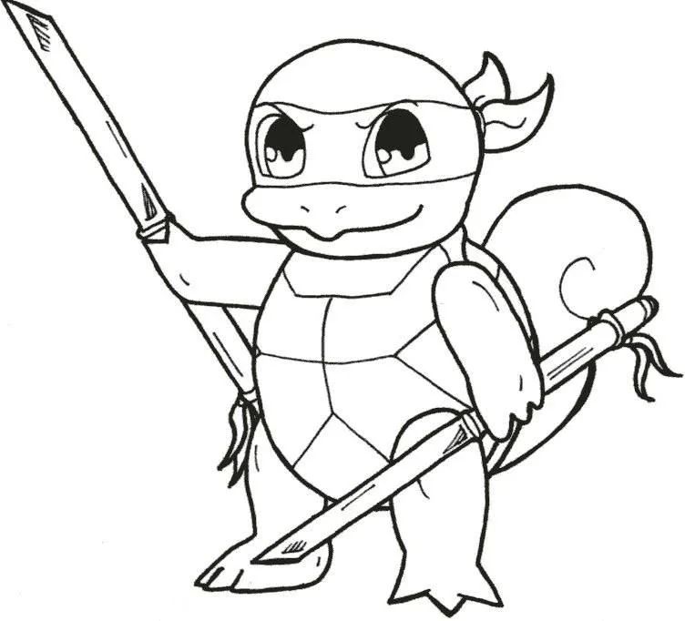Çocuklar İçin Squirtle Boyama Sayfaları 