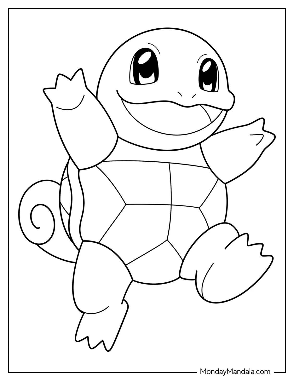 Çocuklar İçin Squirtle Boyama Sayfaları 