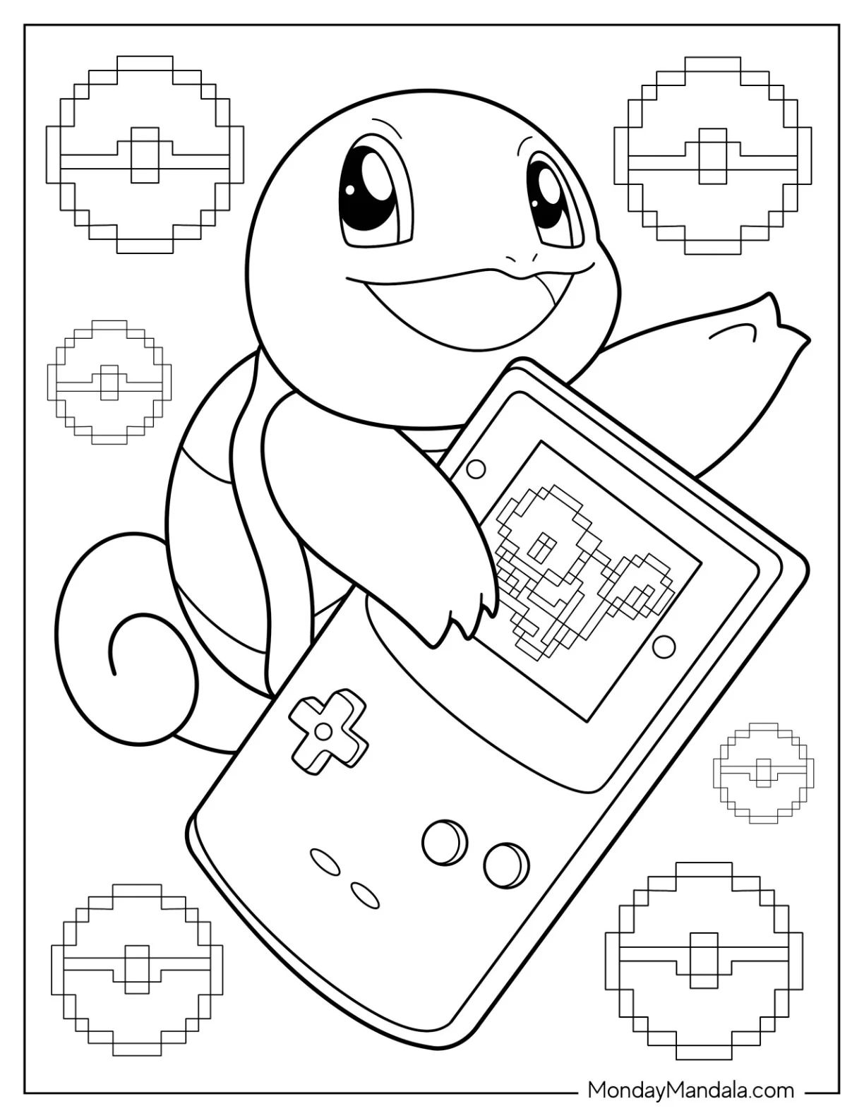 Çocuklar İçin Squirtle Boyama Sayfaları 