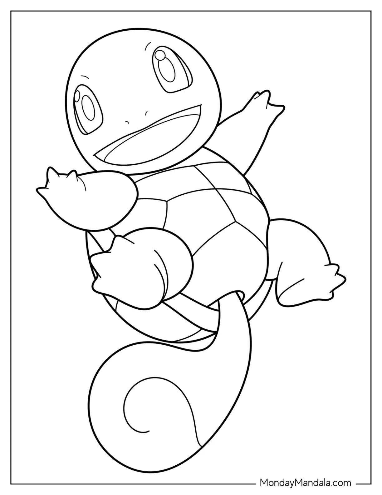 Çocuklar İçin Squirtle Boyama Sayfaları 