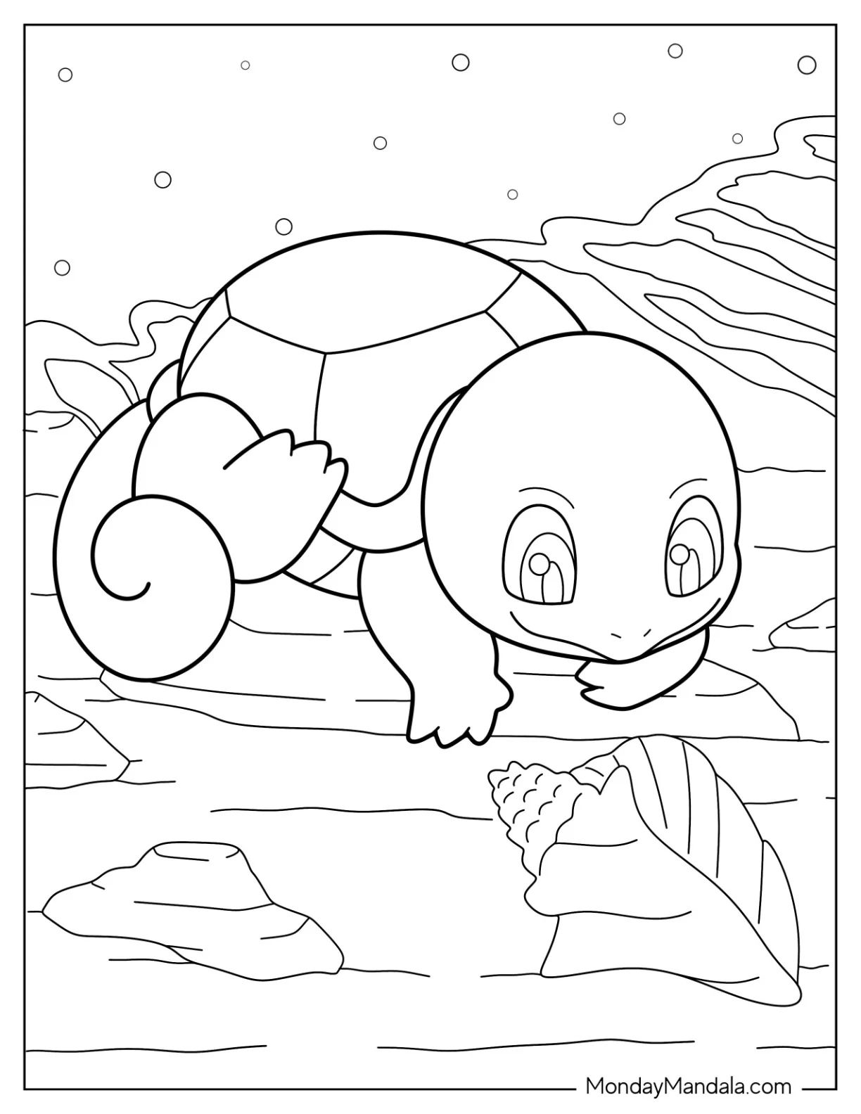 Çocuklar İçin Squirtle Boyama Sayfaları 