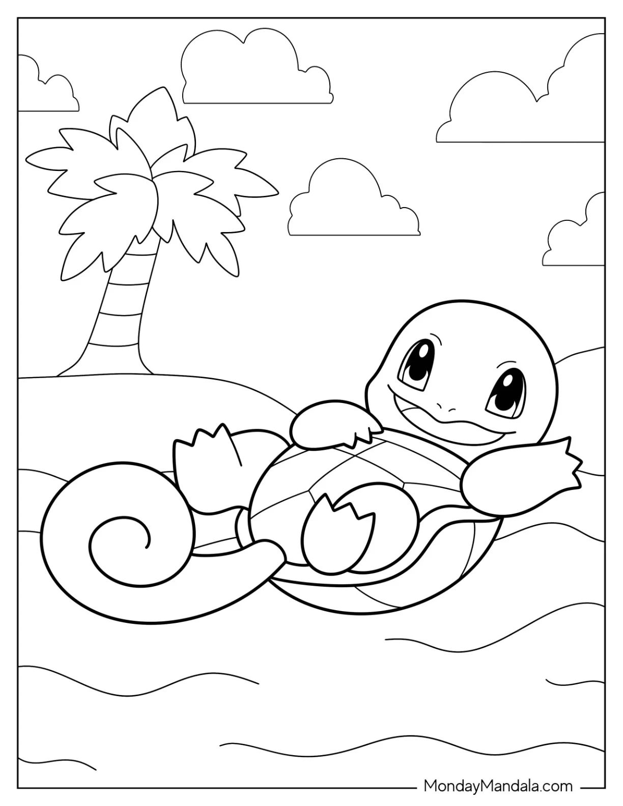 Çocuklar İçin Squirtle Boyama Sayfaları 