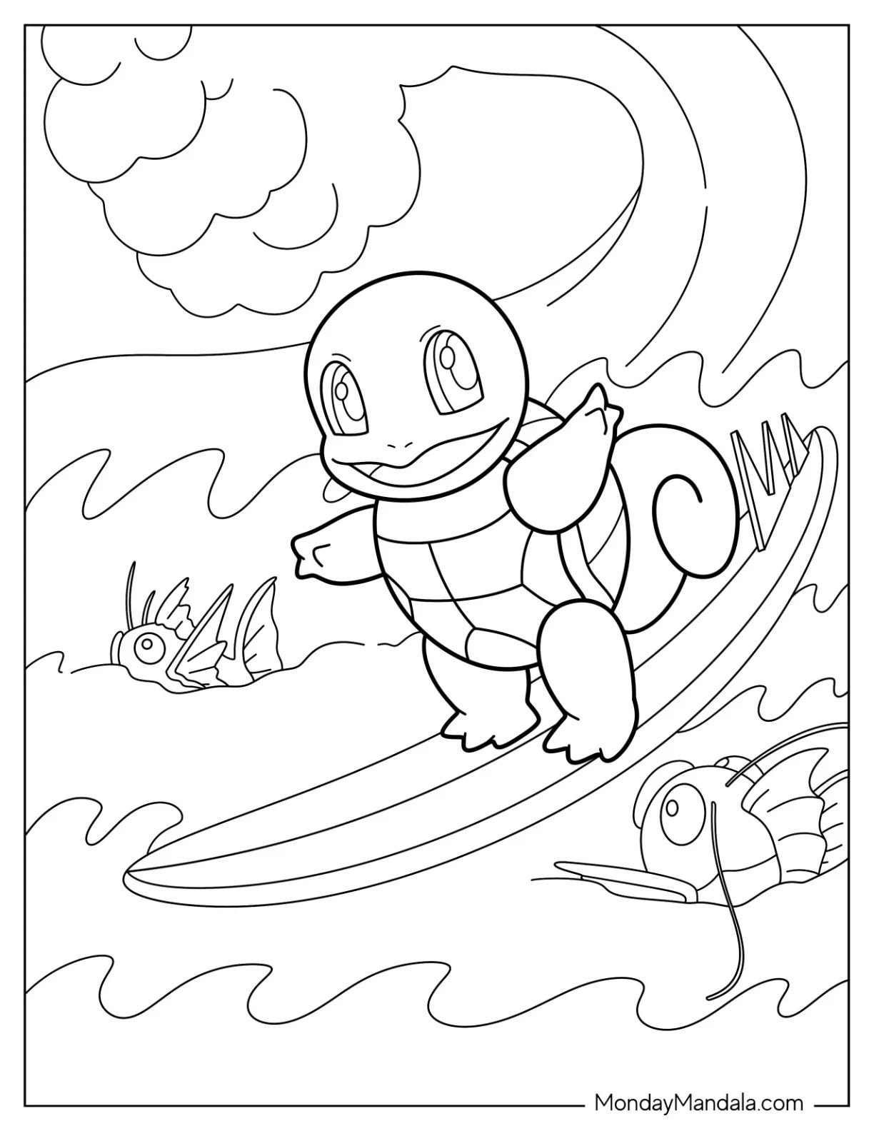 Çocuklar İçin Squirtle Boyama Sayfaları 