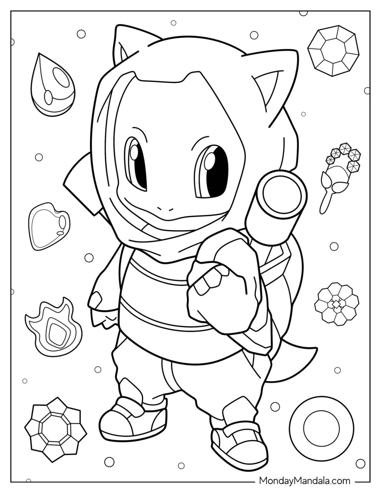 Çocuklar İçin Squirtle Boyama Sayfaları 