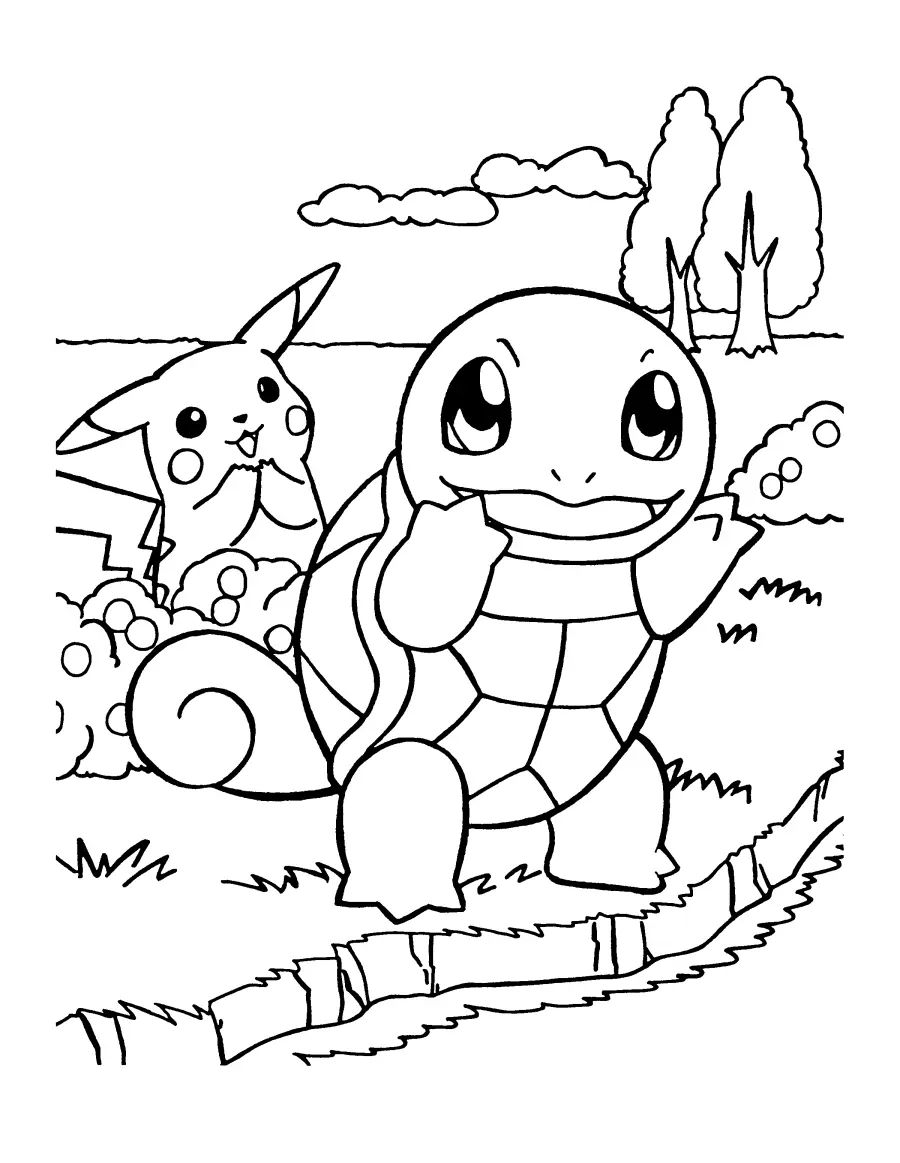 Çocuklar İçin Squirtle Boyama Sayfaları 