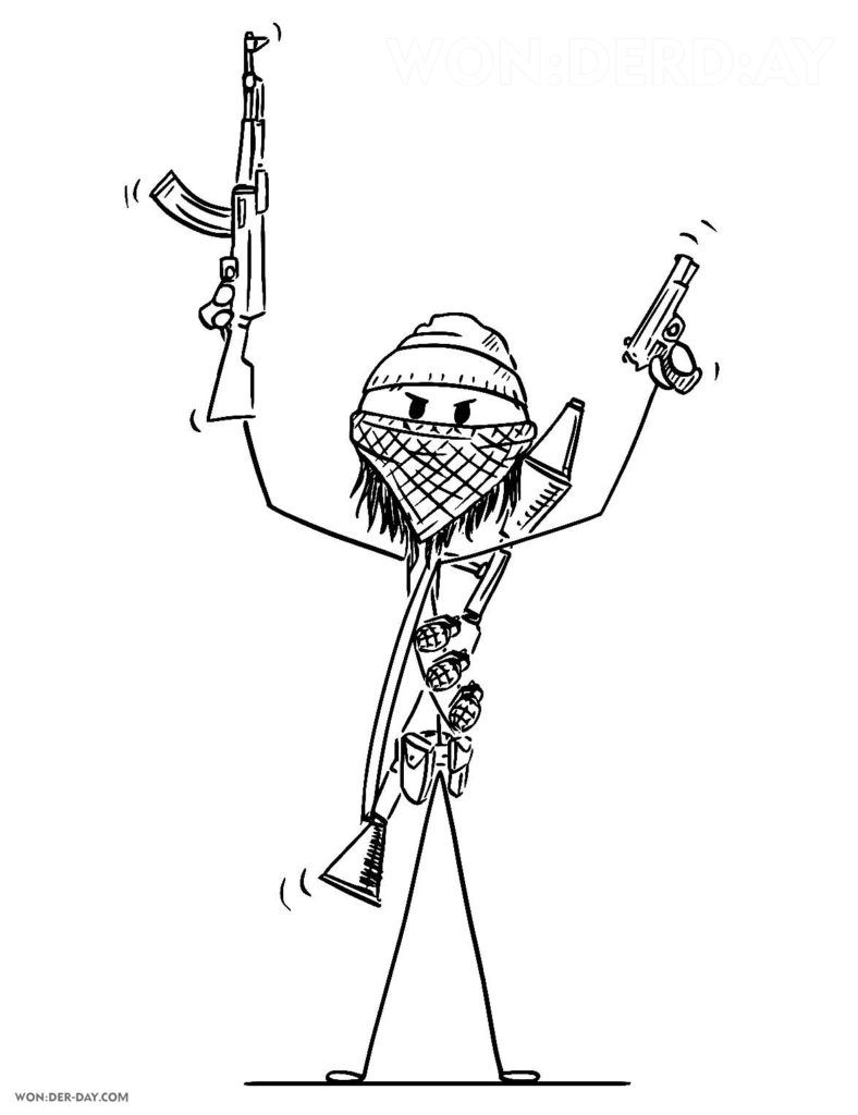Çocuklar İçin Stickman Boyama Sayfaları 