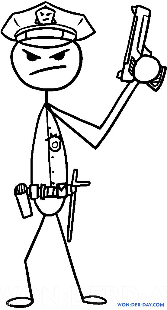 Çocuklar İçin Stickman Boyama Sayfaları 