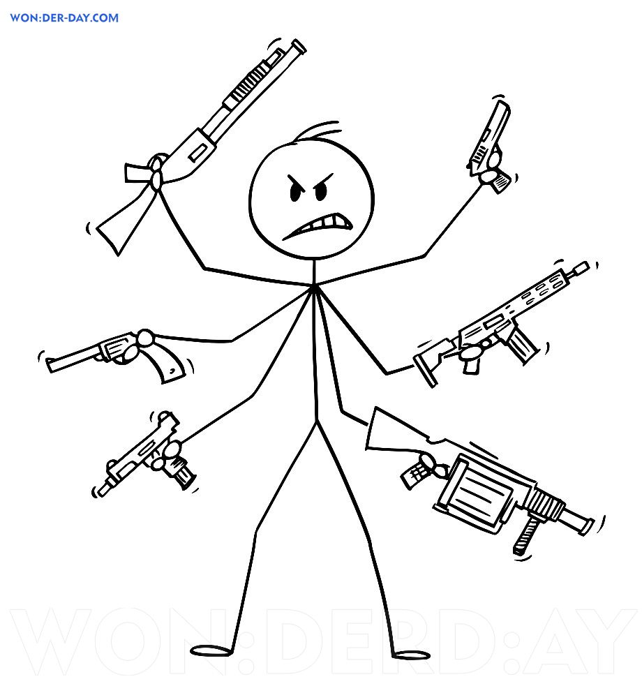 Çocuklar İçin Stickman Boyama Sayfaları 