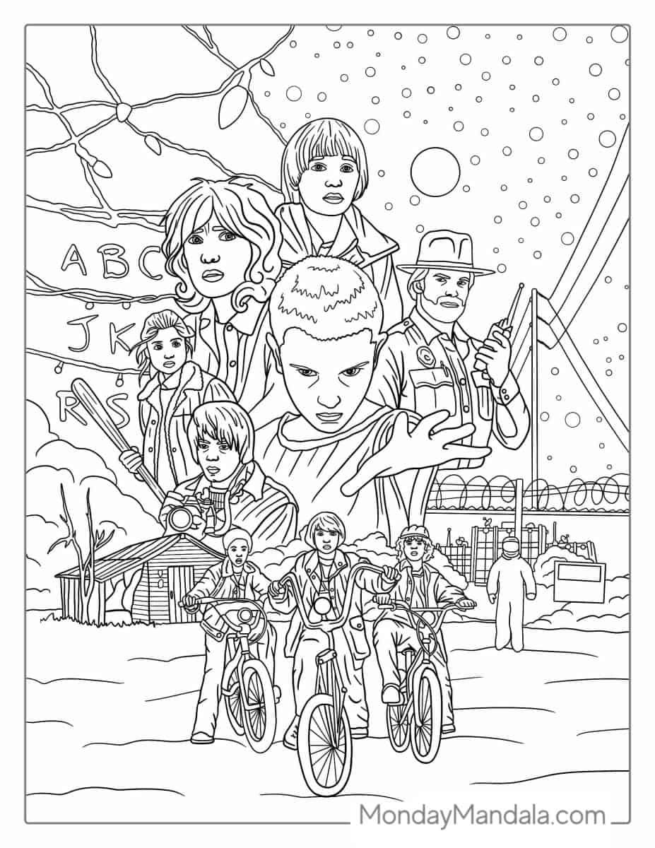 Çocuklar İçin Stranger Things Boyama Sayfaları 