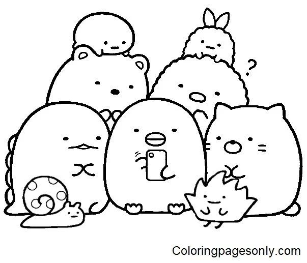 Çocuklar İçin Sumikko Gurashi Boyama Sayfaları 