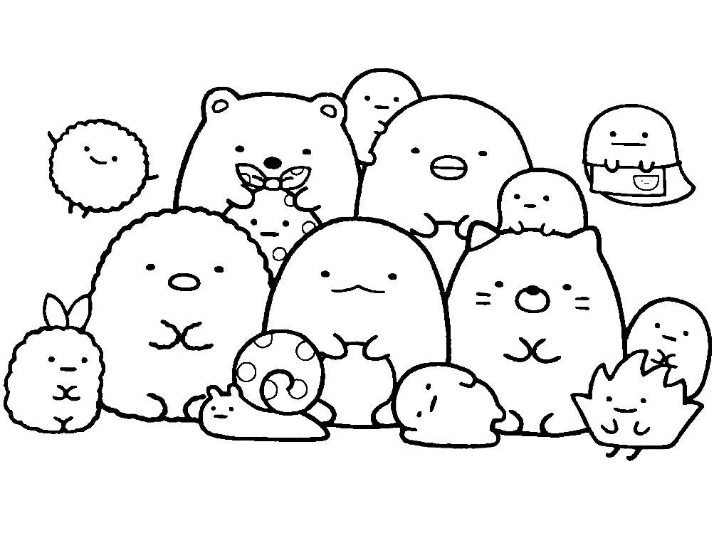 Çocuklar İçin Sumikko Gurashi Boyama Sayfaları 