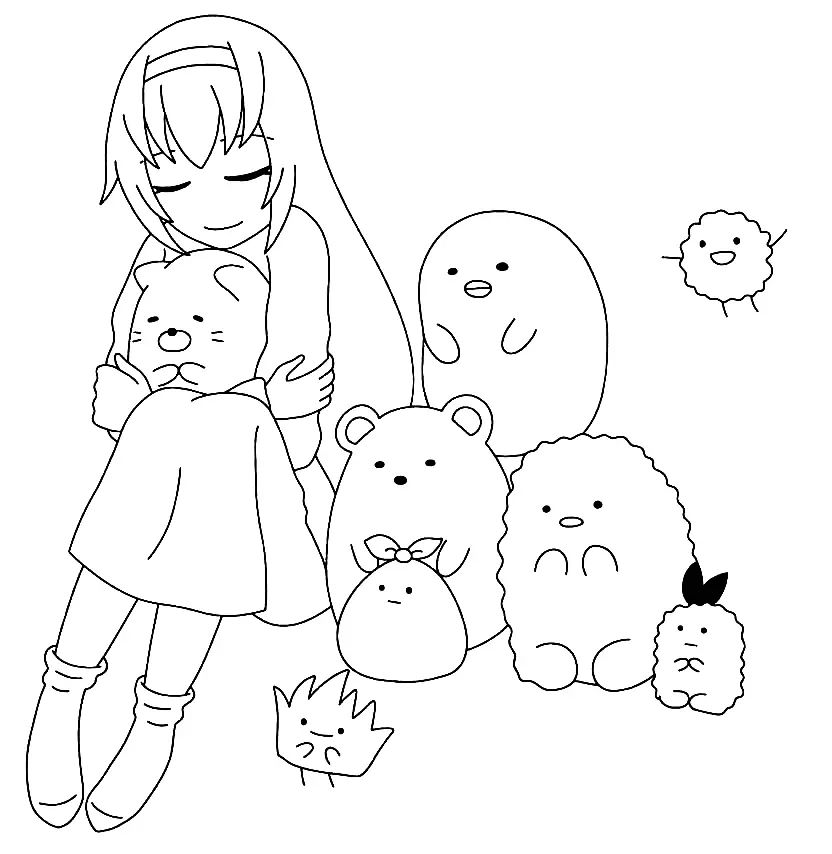 Çocuklar İçin Sumikko Gurashi Boyama Sayfaları 